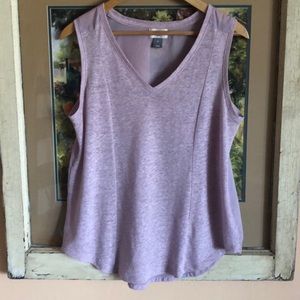Lilac, sheer-back top.